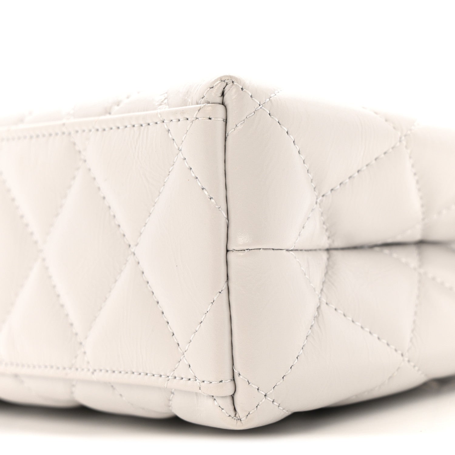 Chanel Shiny Aged Calfskin Quilted Nano Kelly Shopper Light Grey 10 of 11
