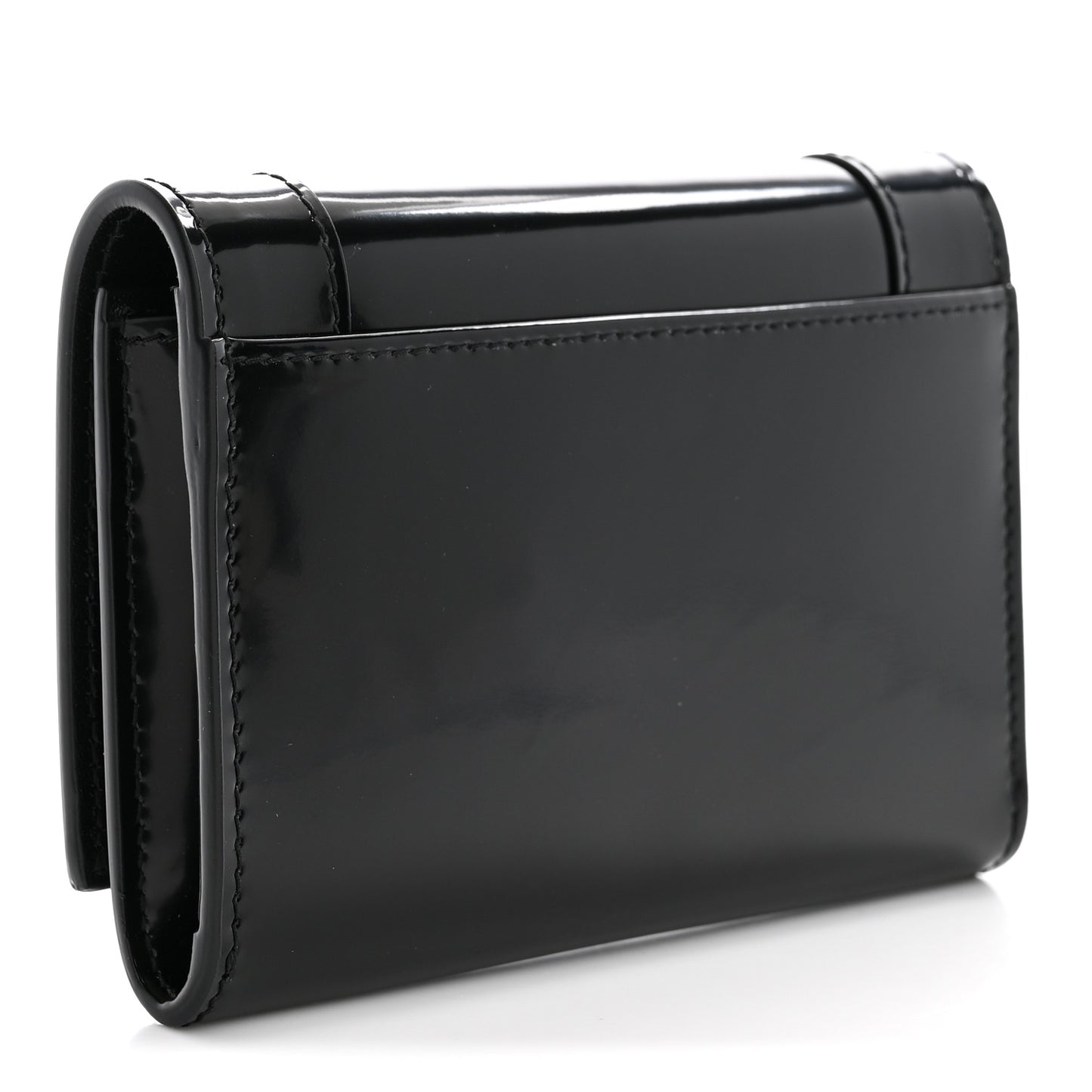 Lambskin Patent Small Monogram Cassandre Envelope Wallet Black