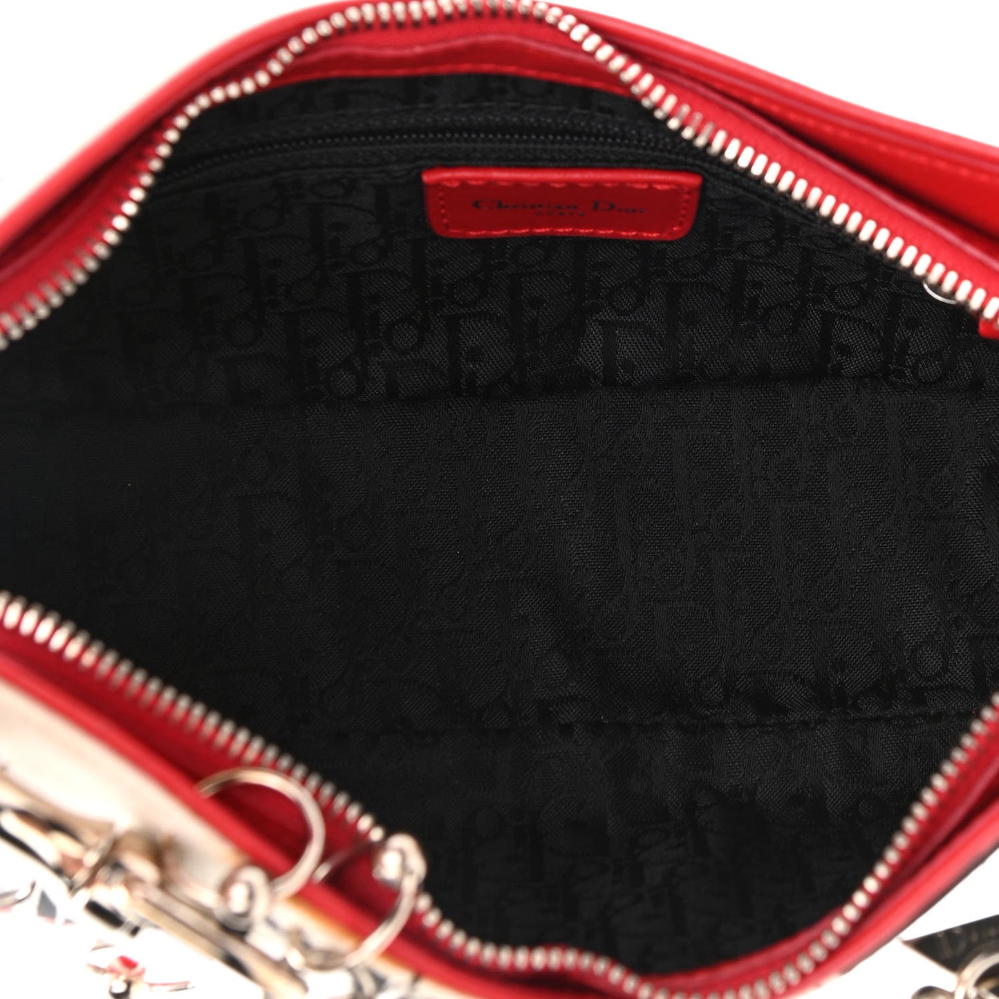 Canvas Hardcore Pierced Shoulder Bag Black Red White