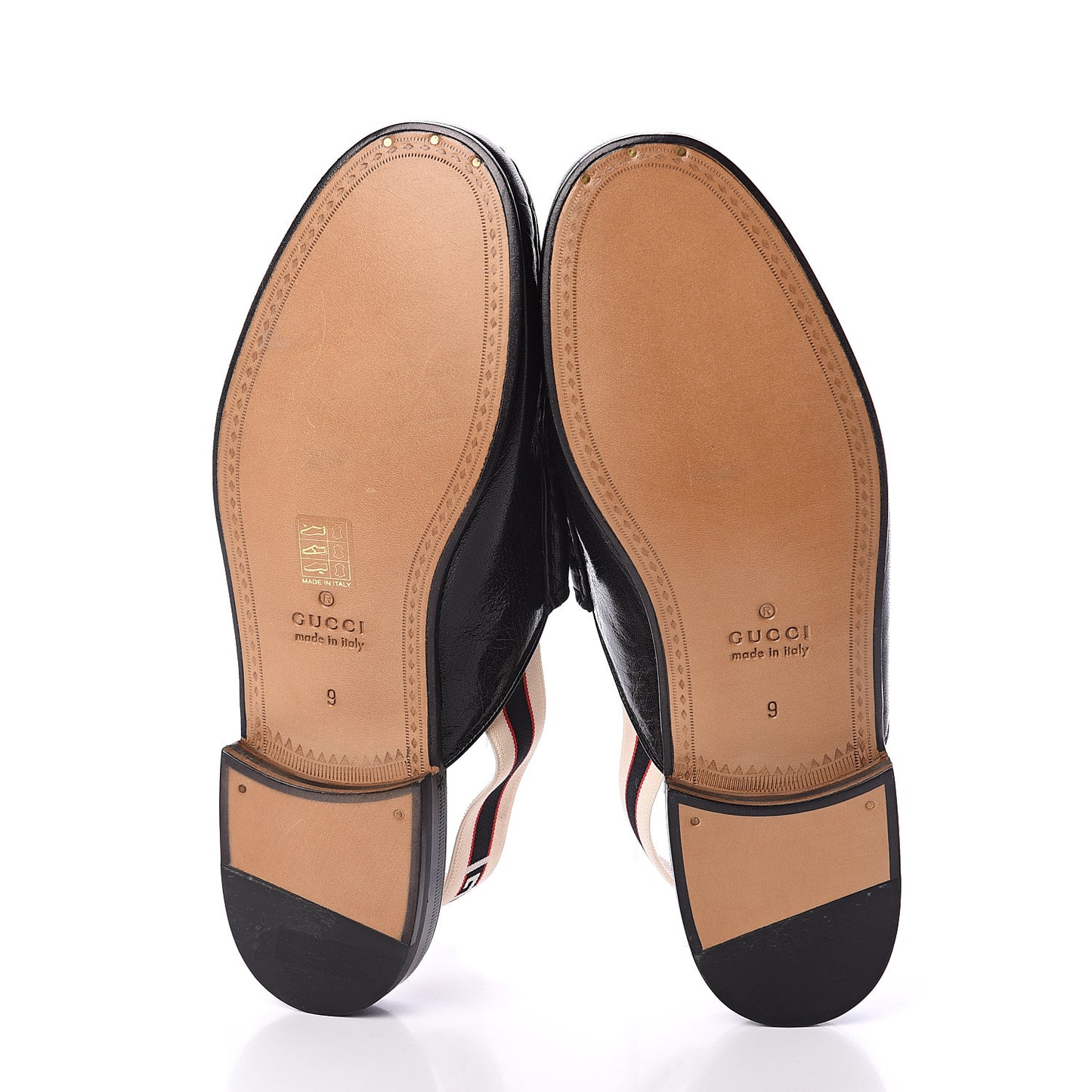 Goatskin Stripe Mens Horsebit Slingback Slippers 9 Black