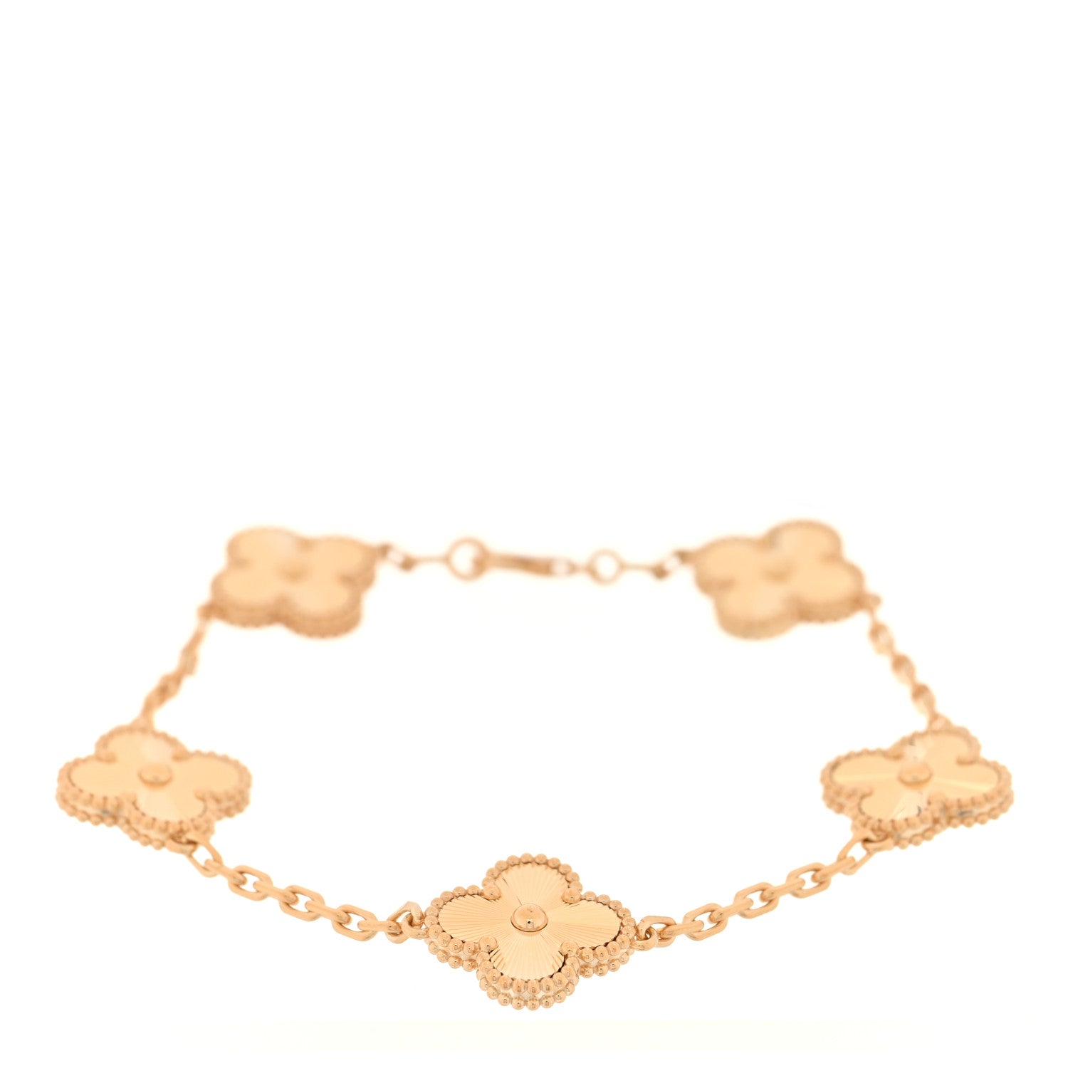 Van Cleef & Arpels 18K Yellow Gold 5 Motifs Guilloche Vintage Alhambra Bracelet 2 of 4