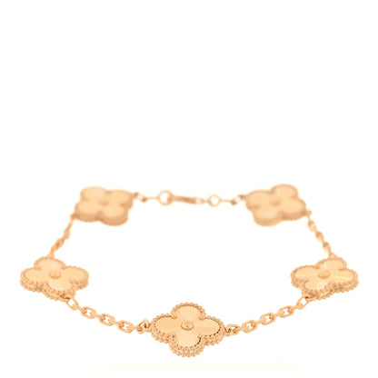 Van Cleef & Arpels 18K Yellow Gold 5 Motifs Guilloche Vintage Alhambra Bracelet 2 of 4