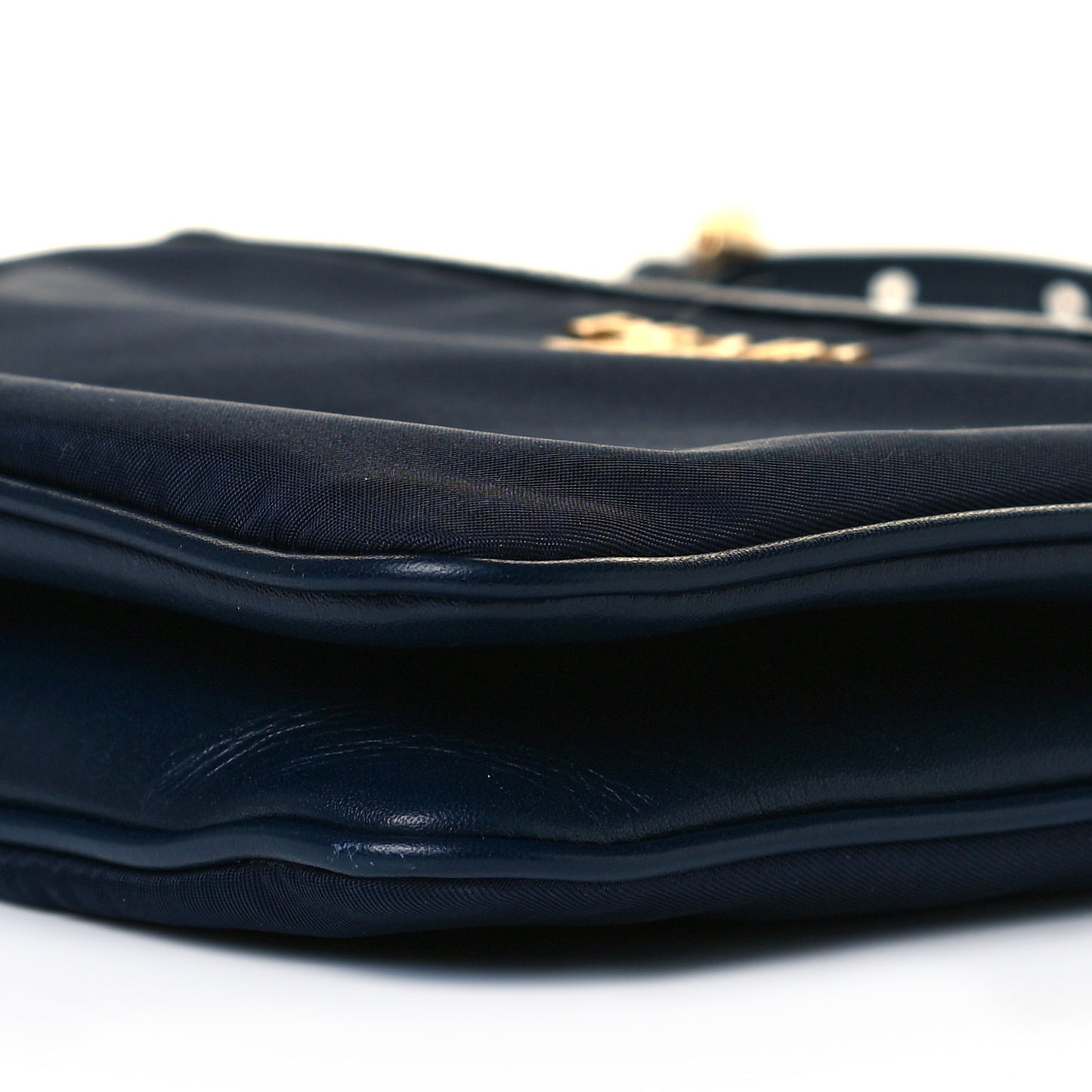 Tessuto Nylon Soft Calf Double Zip Crossbody Bag Blue
