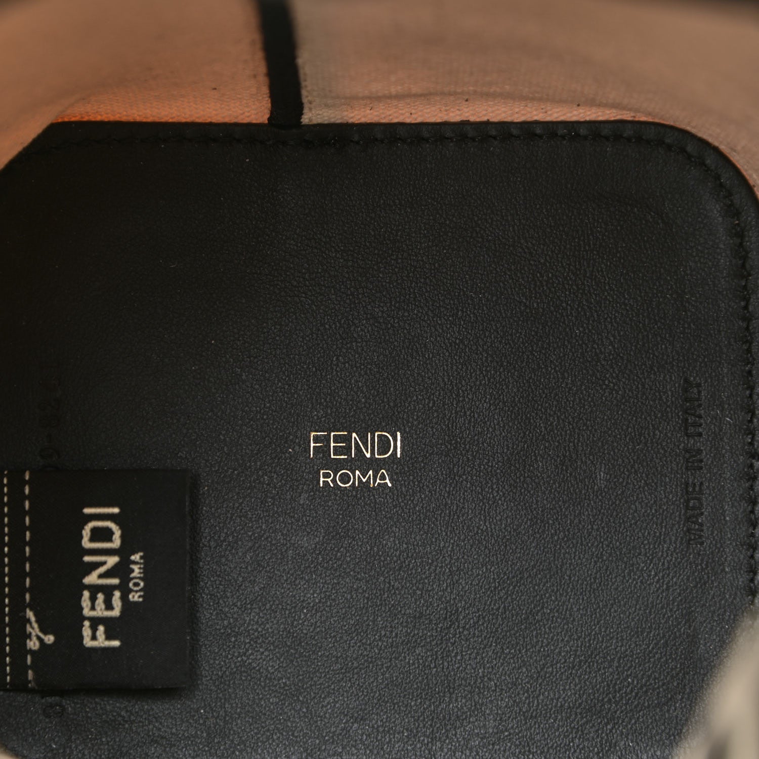Fendi Canvas Vitello Grace F is Fendi Logo Embroidered Mini Mon Tresor Bucket Bag Grezzo Black 8 of 12