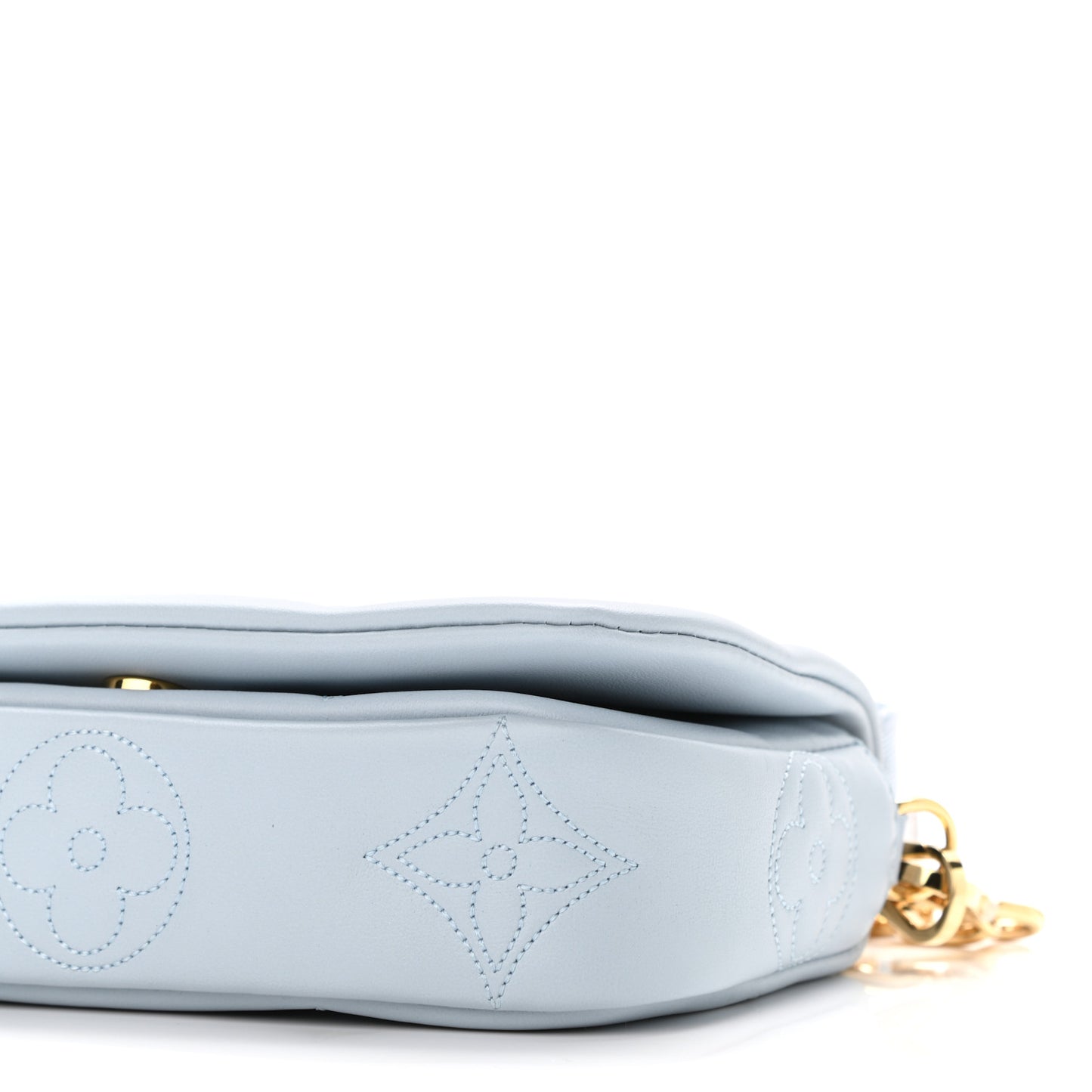 Calfskin Bubblegram Wallet On Strap Ice Blue
