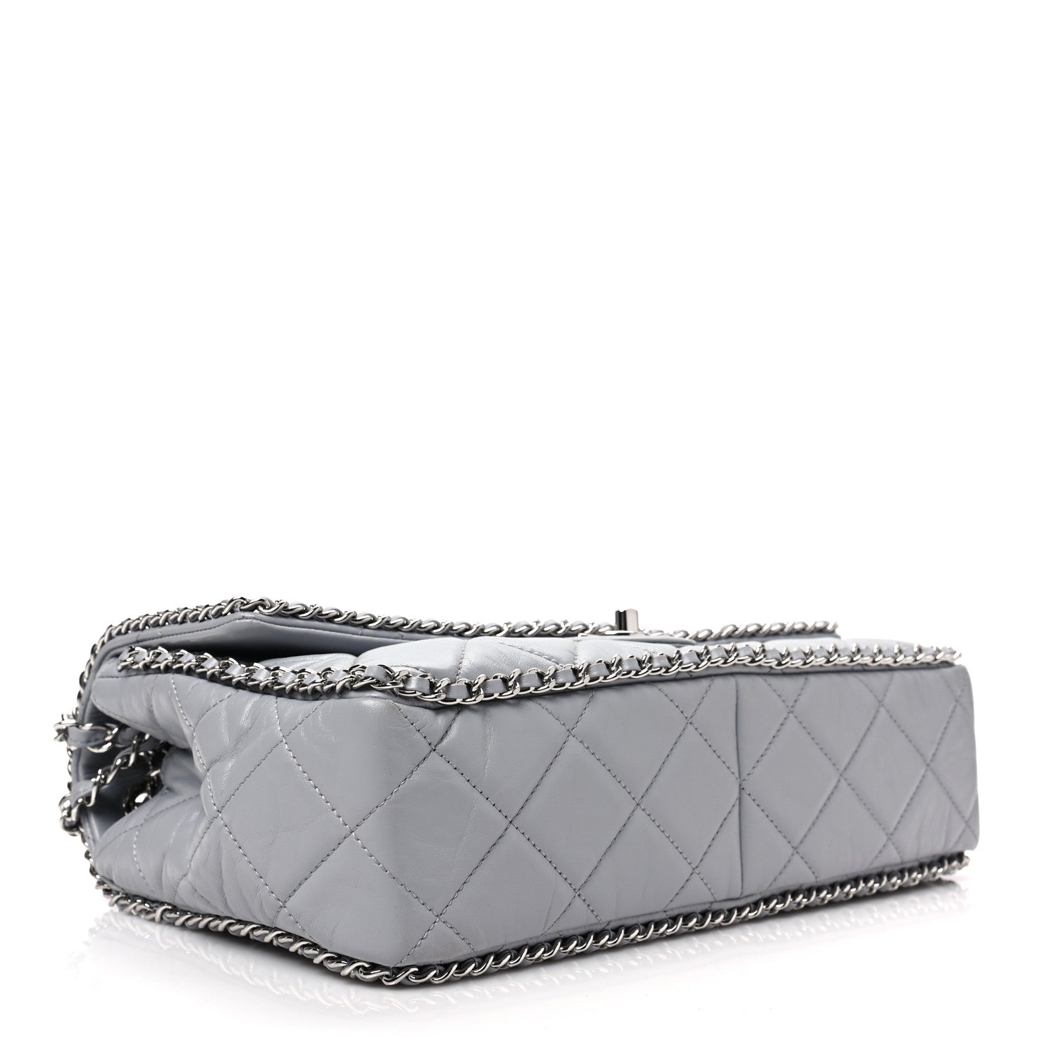Chanel Crumpled Calfskin Large Chain All Over Flap Grey 3 of 7