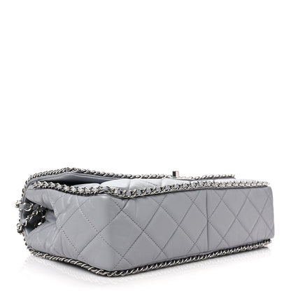 Chanel Crumpled Calfskin Large Chain All Over Flap Grey 3 of 7