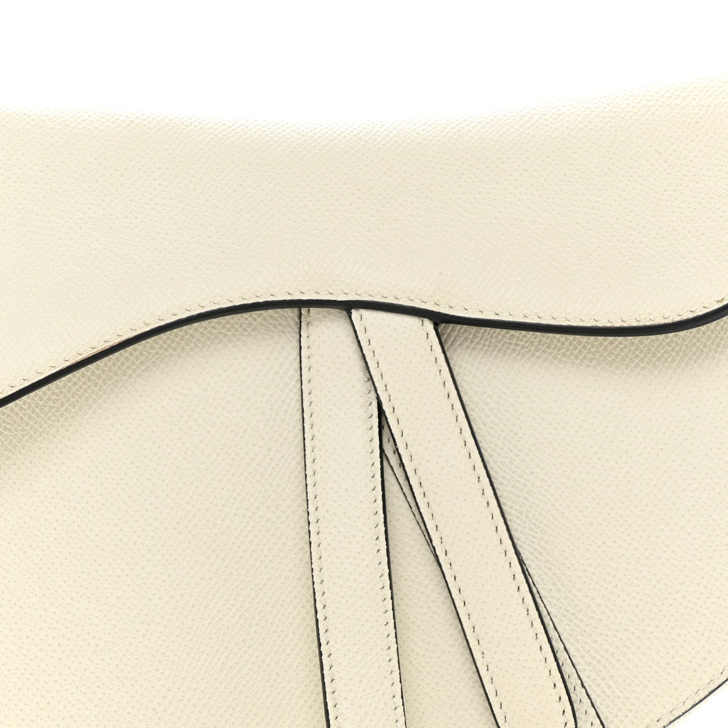 Grained Calfskin Saddle Bag White