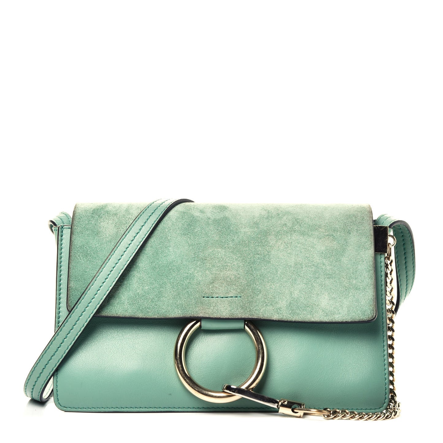 Suede Calfskin Small Faye Shoulder Bag Happy Green