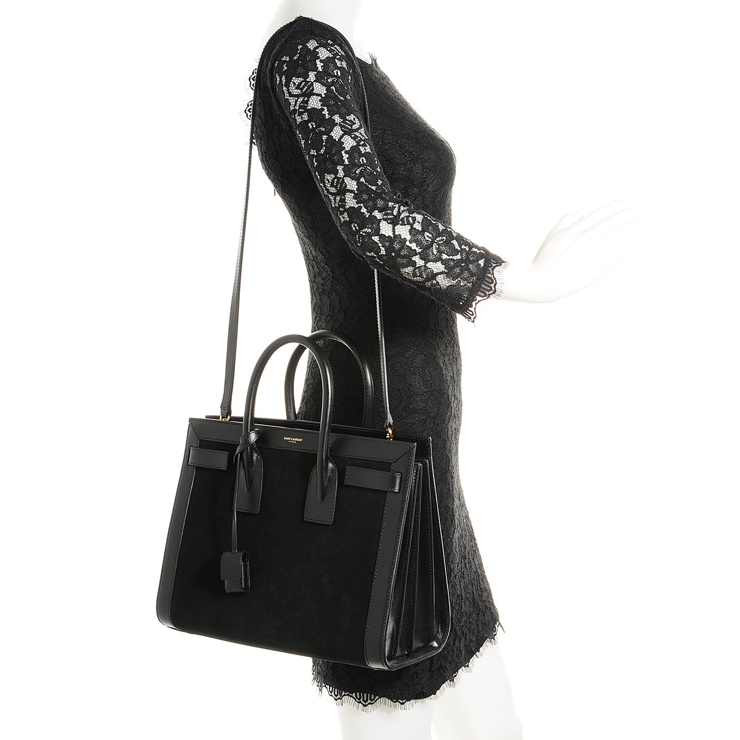 Saint Laurent Suede Calfskin Small Sac De Jour Black 2 of 9