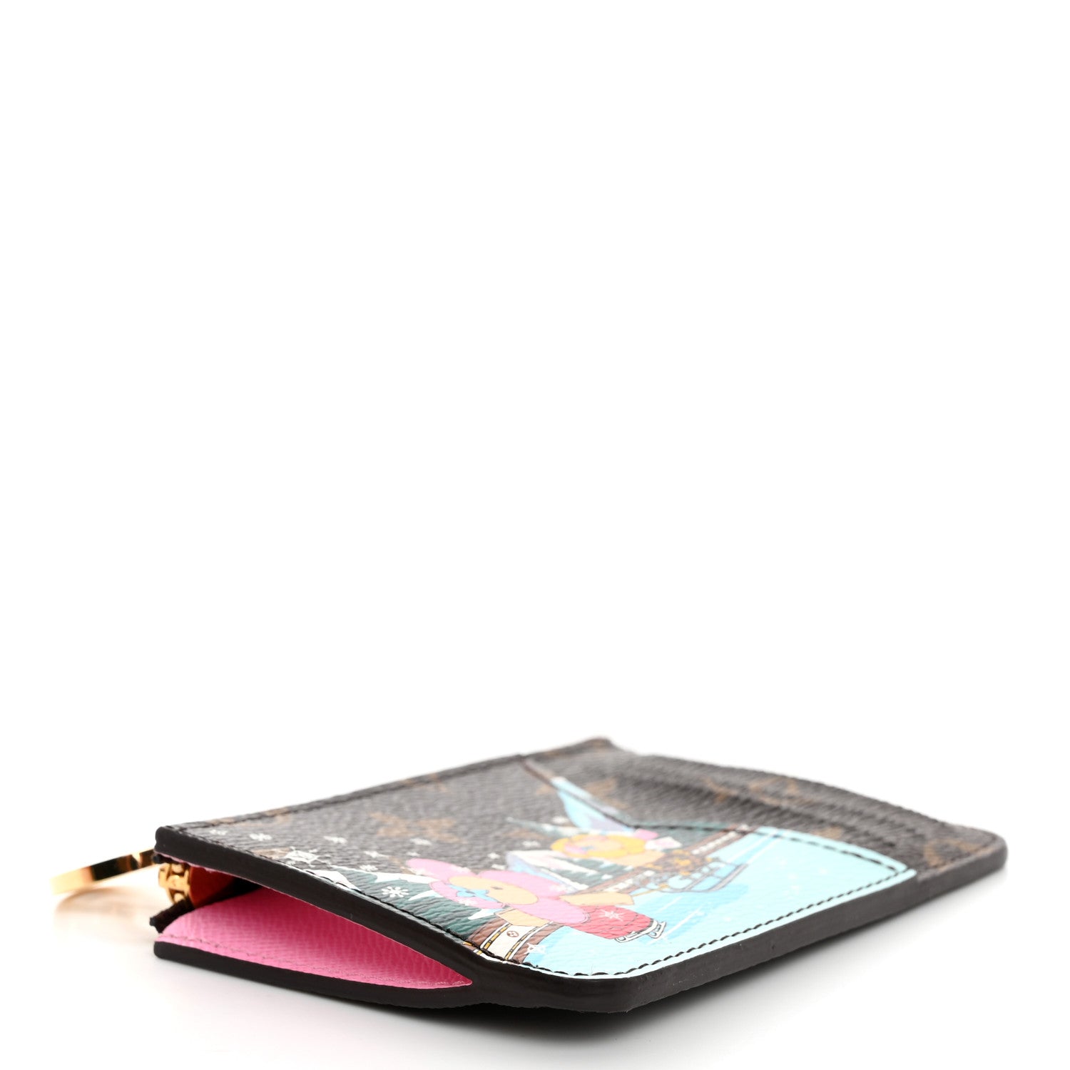 Louis Vuitton Monogram 2023 Christmas Animation Alpine Zipped Romy Card Holder Pink 3 of 7