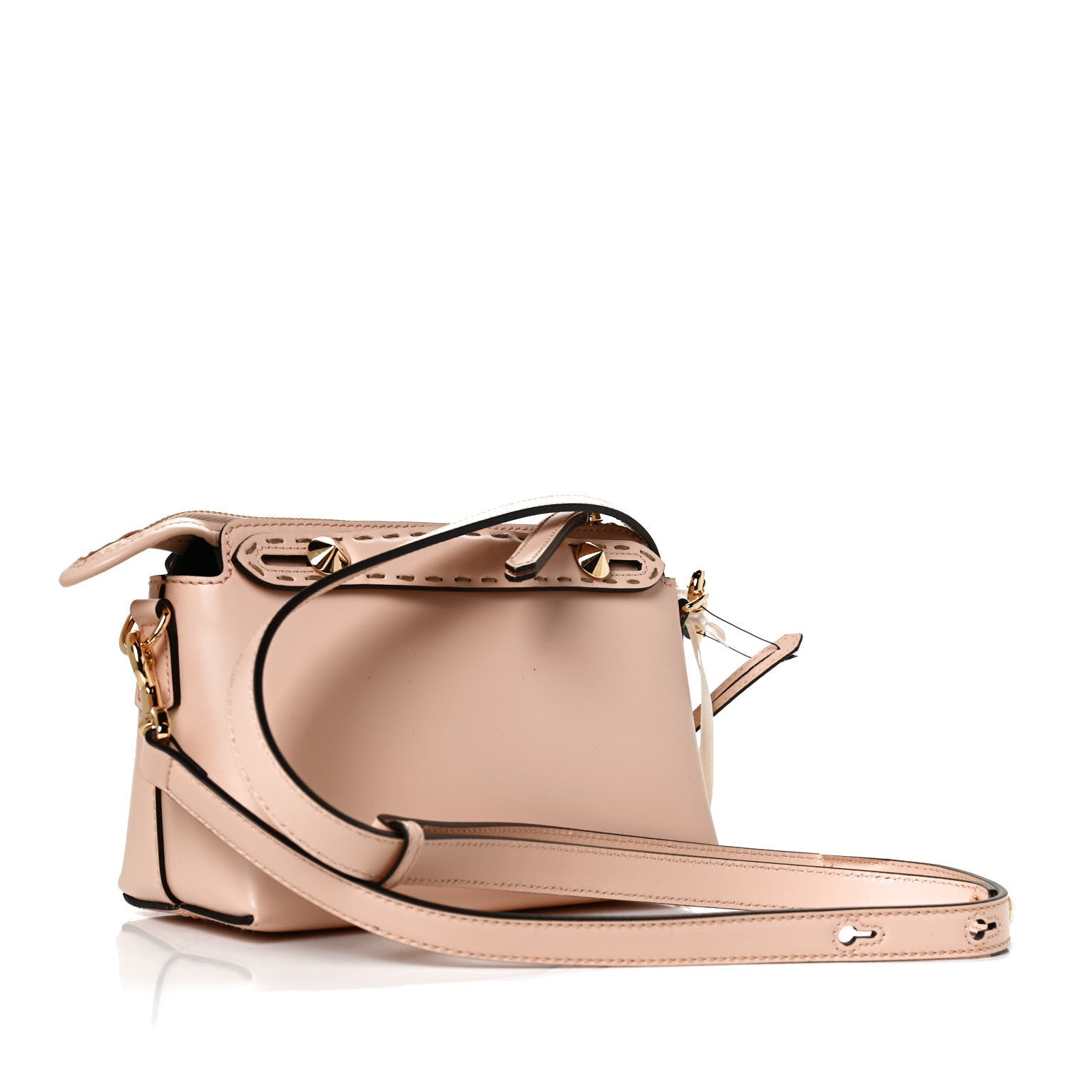 Fendi Vitello King Logo Embossed Mini By The Way Boston Bag Light Rose 3 of 12