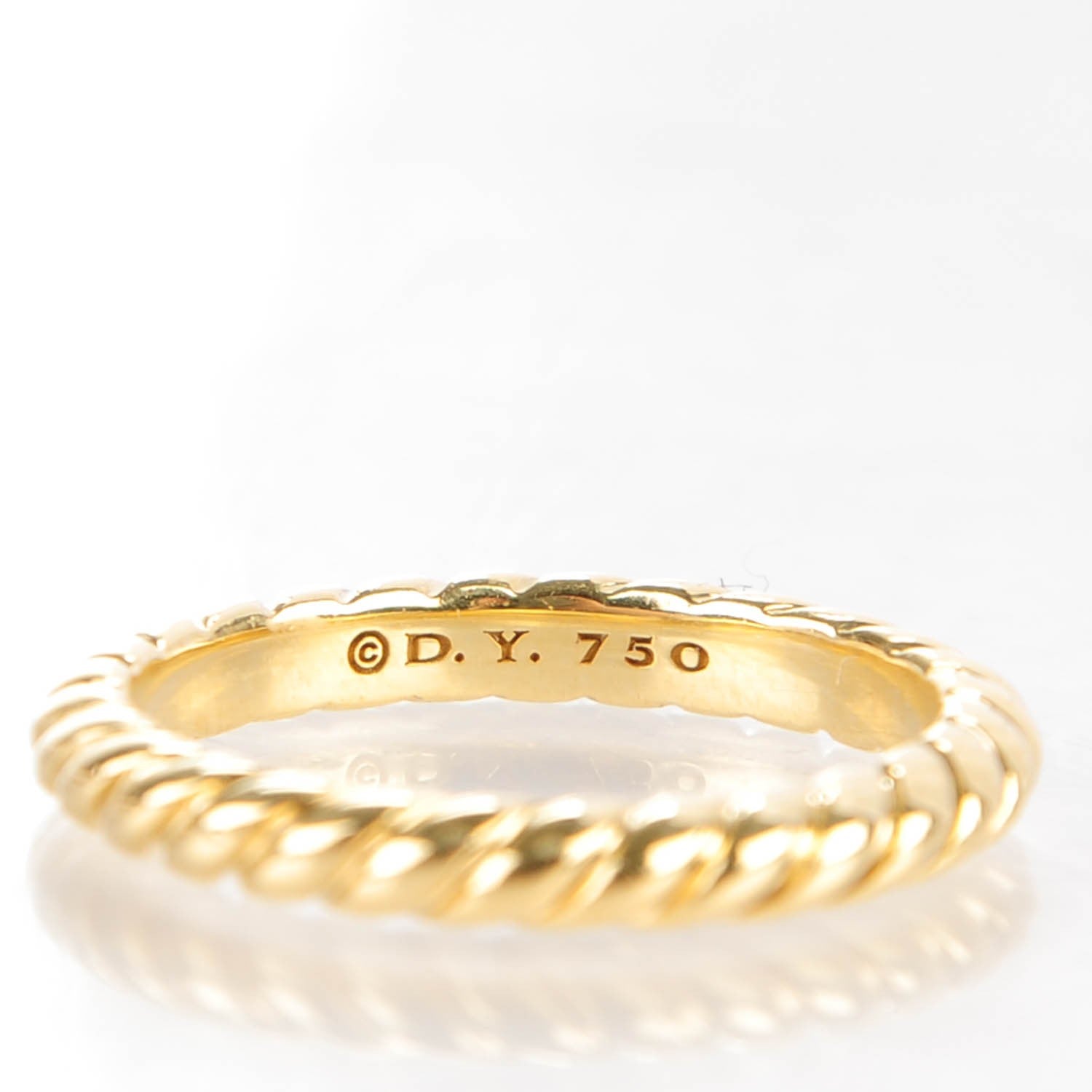 David Yurman 18K Yellow Gold 2mm Cable Band Ring 6.5 3 of 4