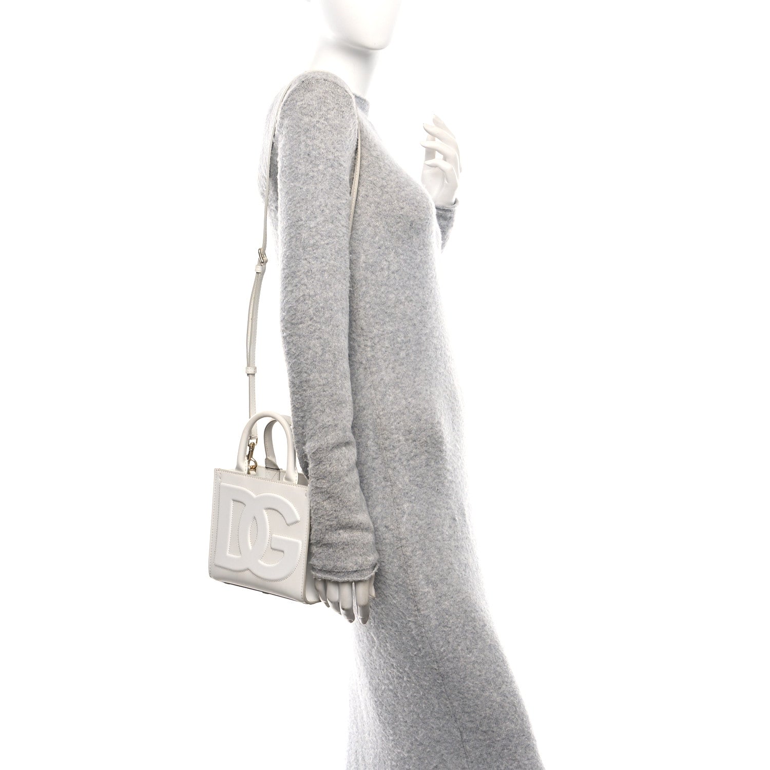 Dolce & Gabbana Calfskin Small DG Daily Shopper Tote White 2 of 10