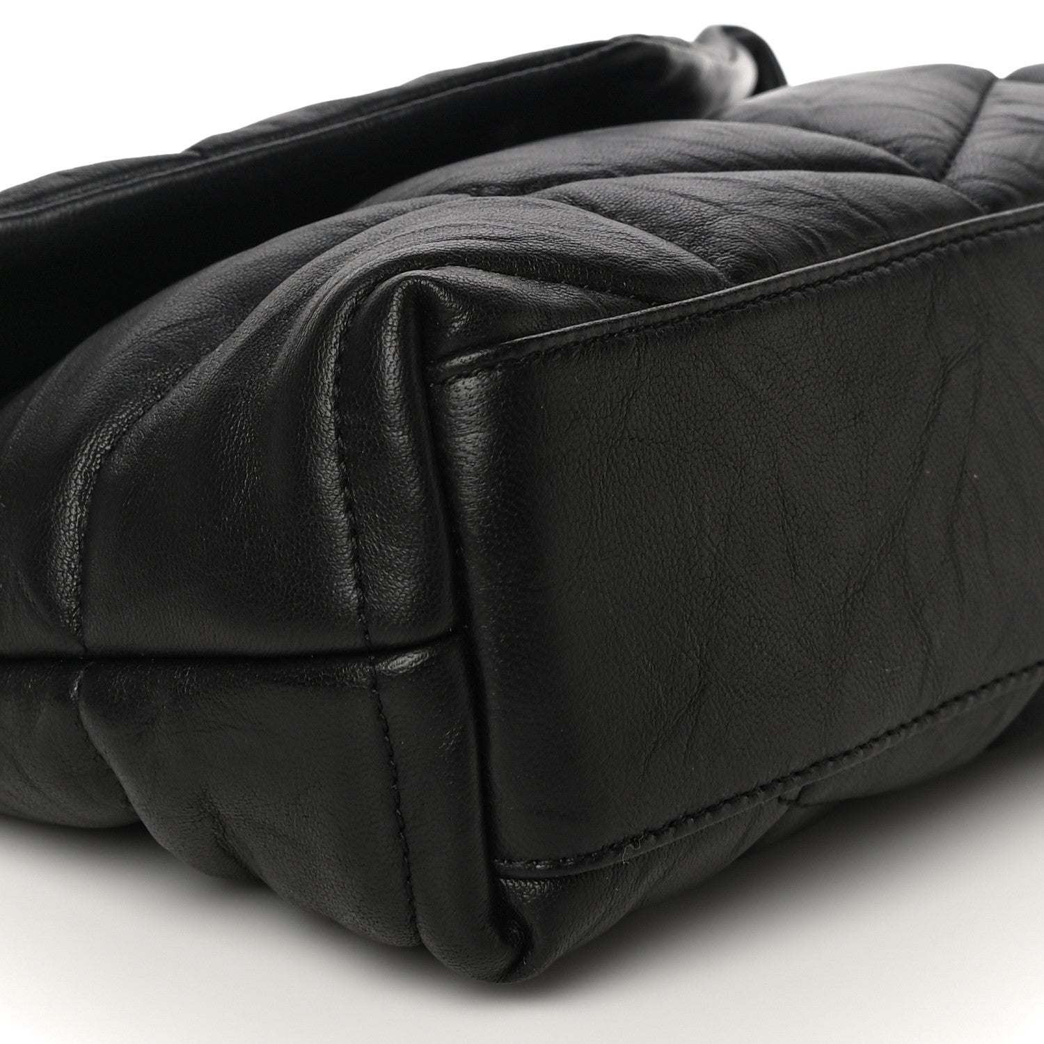 Saint Laurent Calfskin Quilted Toy Loulou Puffer Monogram Monochrome Chain Satchel Black 9 of 11