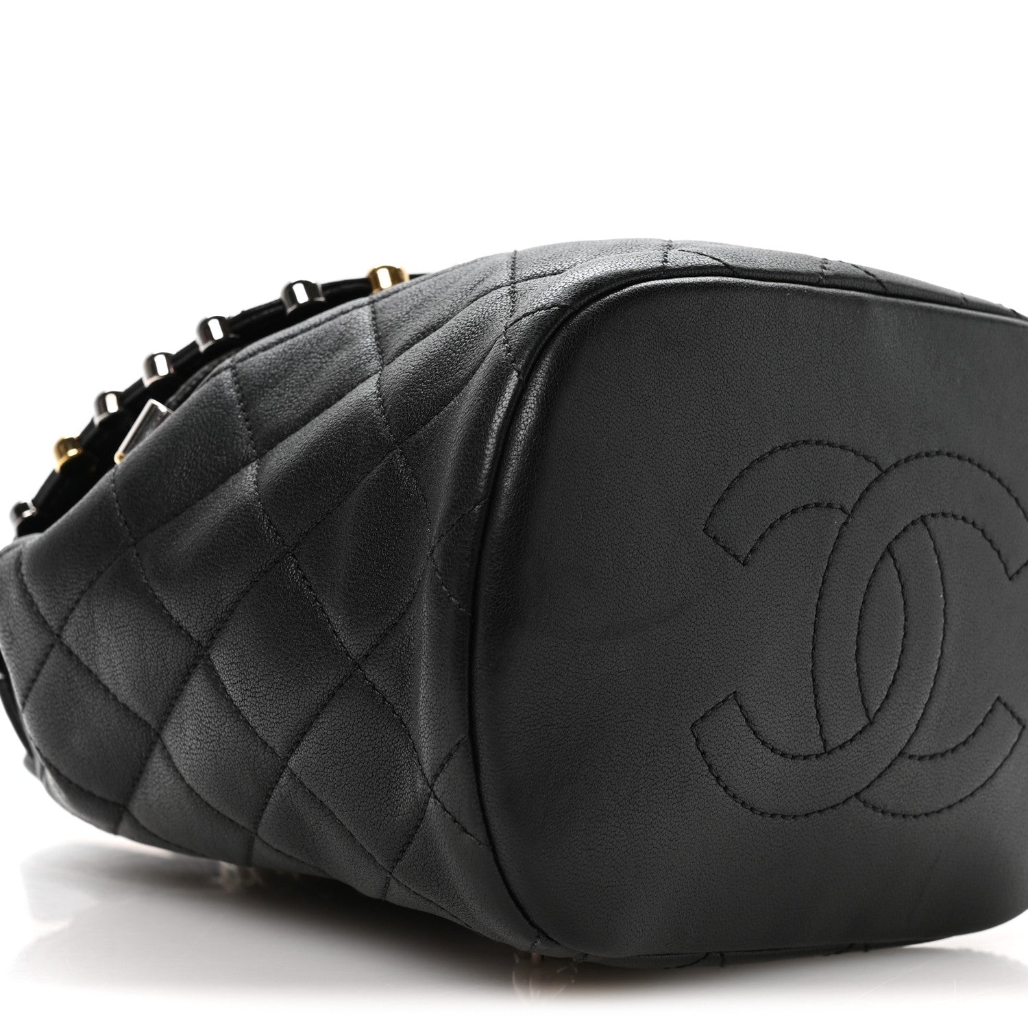 Chanel Lambskin Quilted Metallic Bubble Backpack Black 8 of 9
