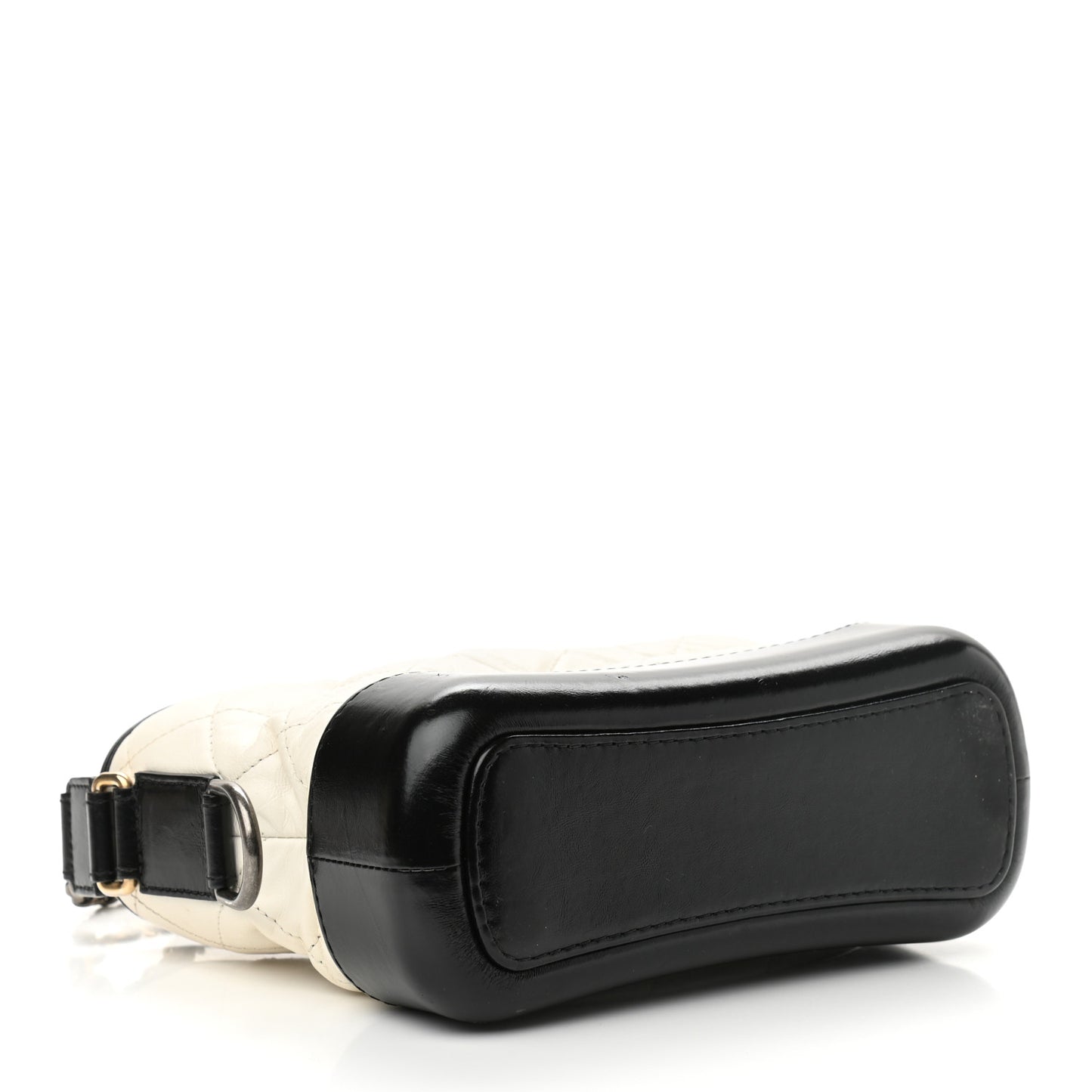 Aged Calfskin Quilted Small Gabrielle Hobo Black White