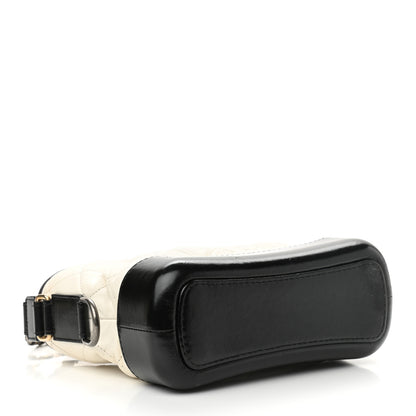 Chanel Aged Calfskin Quilted Small Gabrielle Hobo Black White 4 of 12