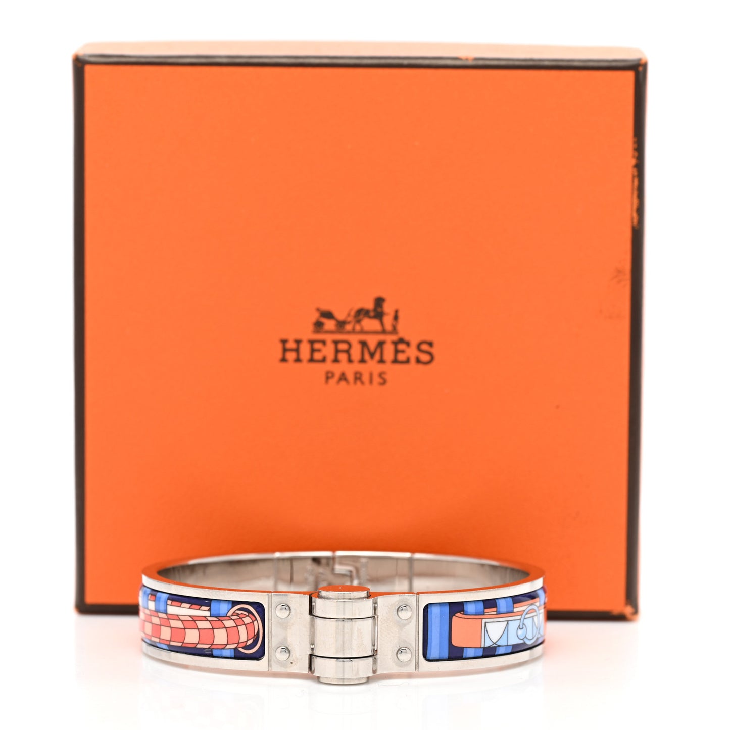 Enamel Printed Narrow Colliers De Chiens Hinged Bracelet S
