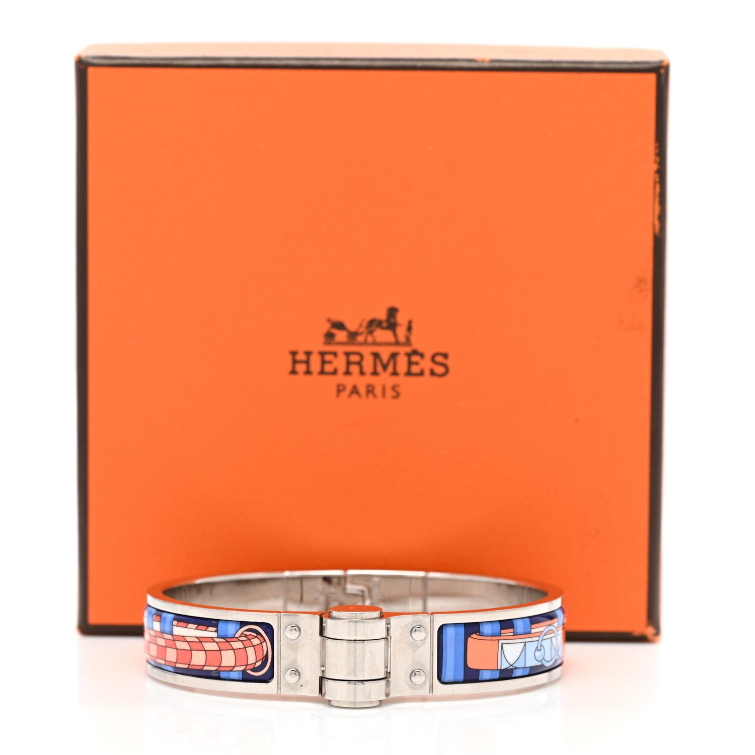 Hermes Enamel Printed Narrow Colliers De Chiens Hinged Bracelet S 5 of 5