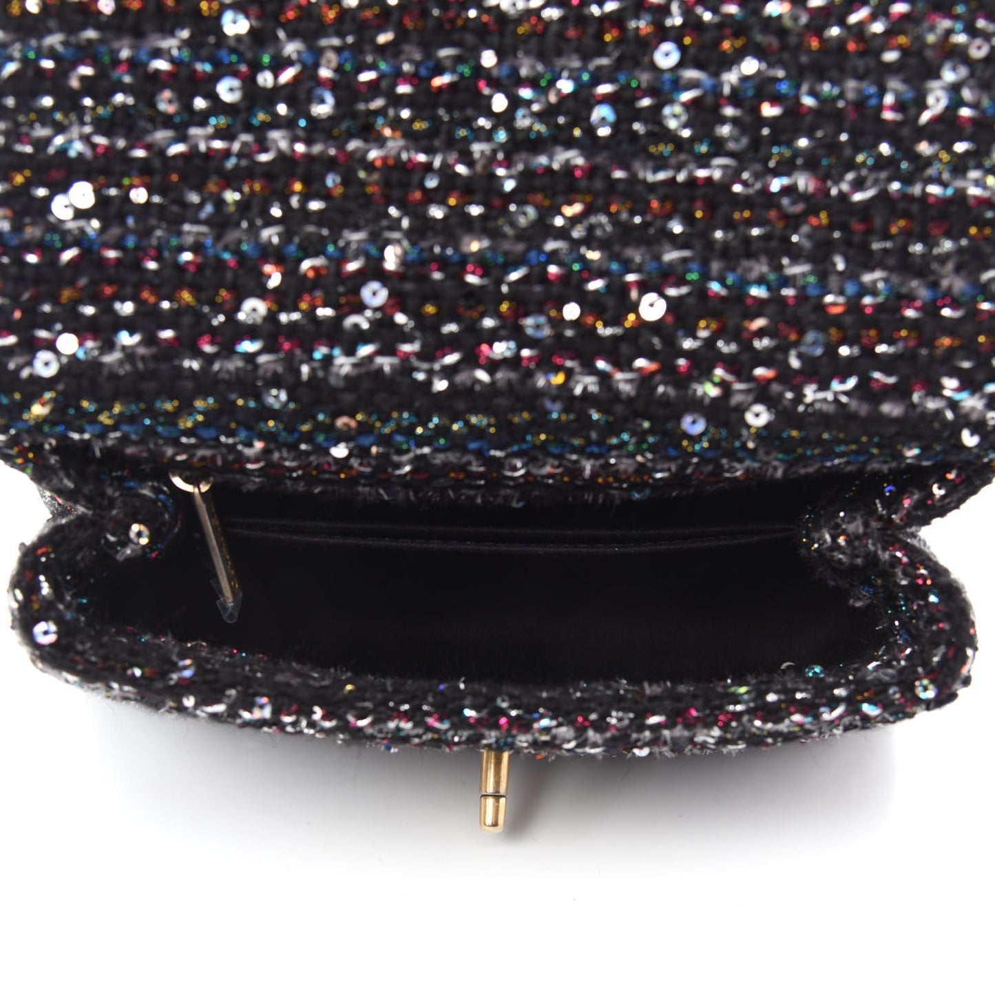 Tweed Sequin Mini Coco Handle Flap Black