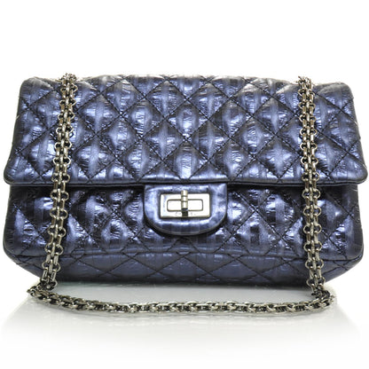 Chanel Striped Accordion Reissue Flap Metallic Blue 1 of 10