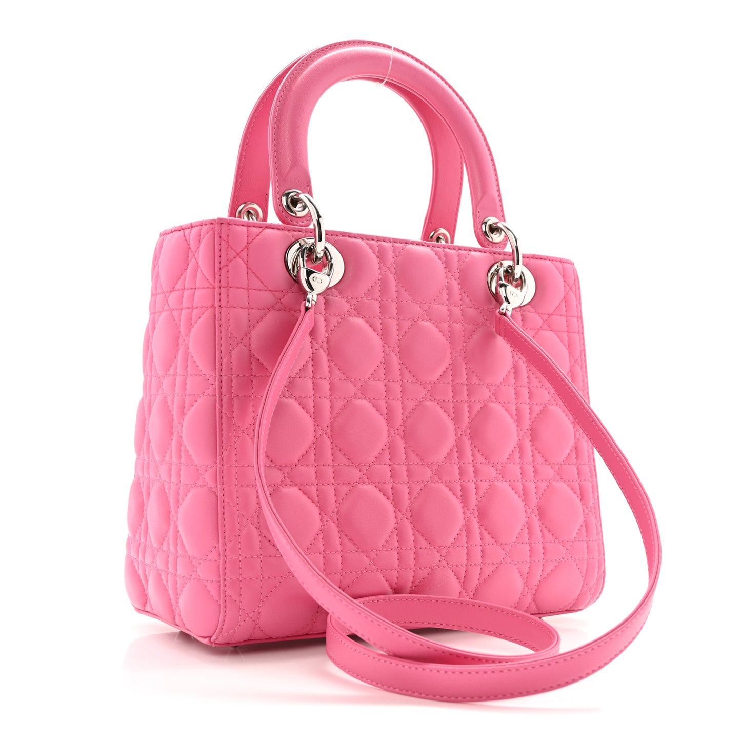 Lambskin Cannage Medium Lady Dior Fuchsia