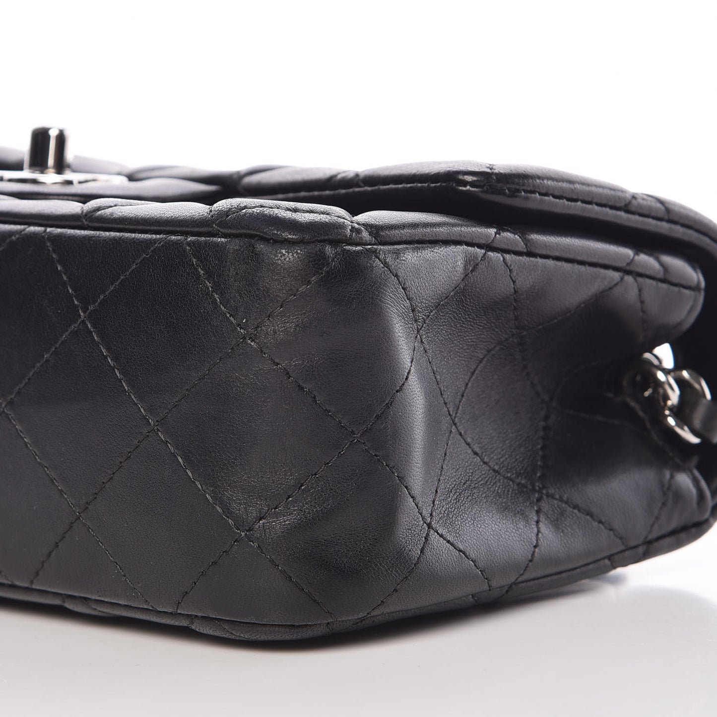 Lambskin Quilted Mini Rectangular Flap Black