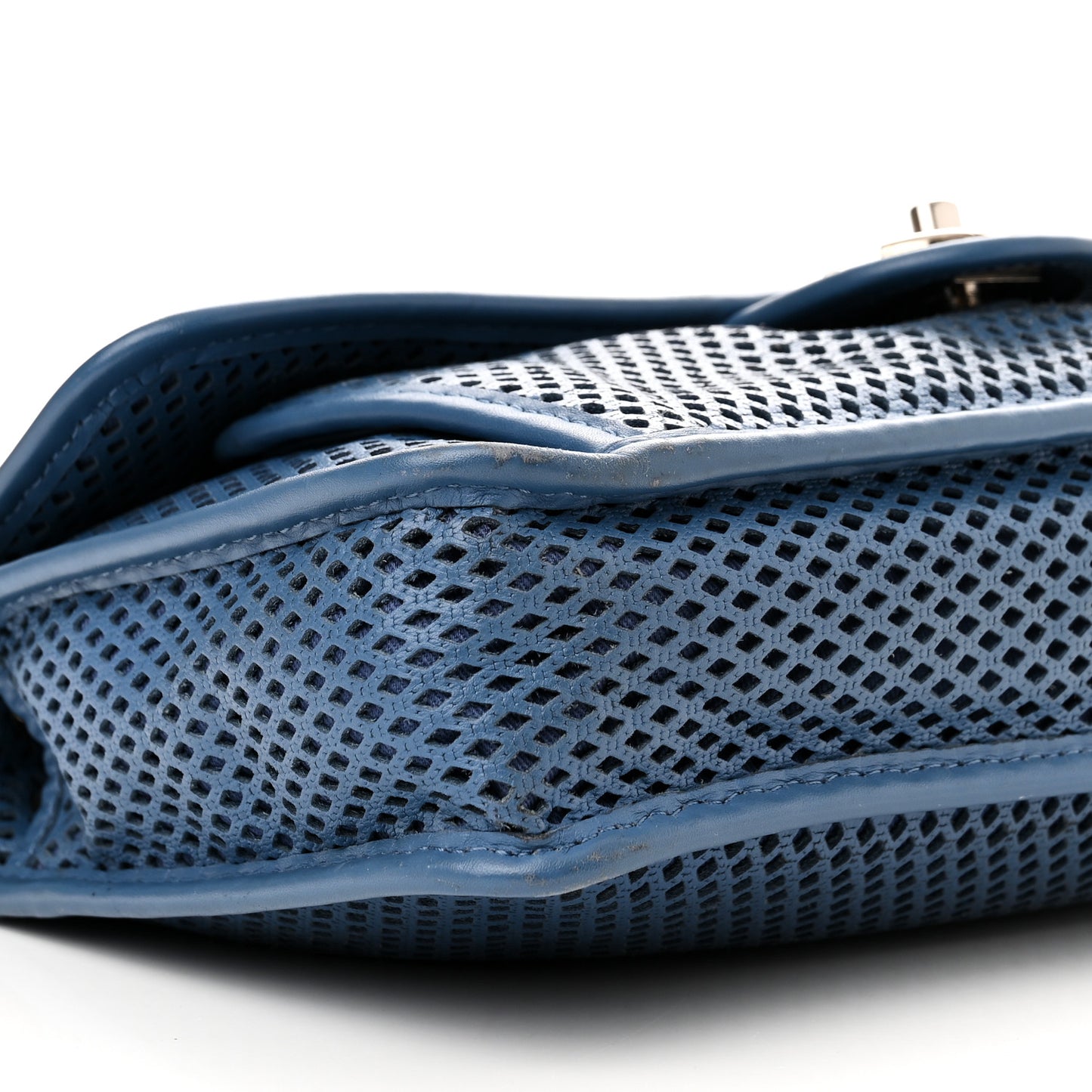 Perforated Calfskin Large Up In The Air Flap Blue