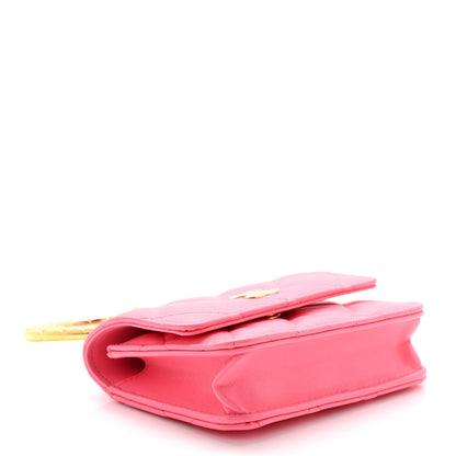 Chanel Lambskin Quilted CC Hook Card Holder Pink 4 of 10