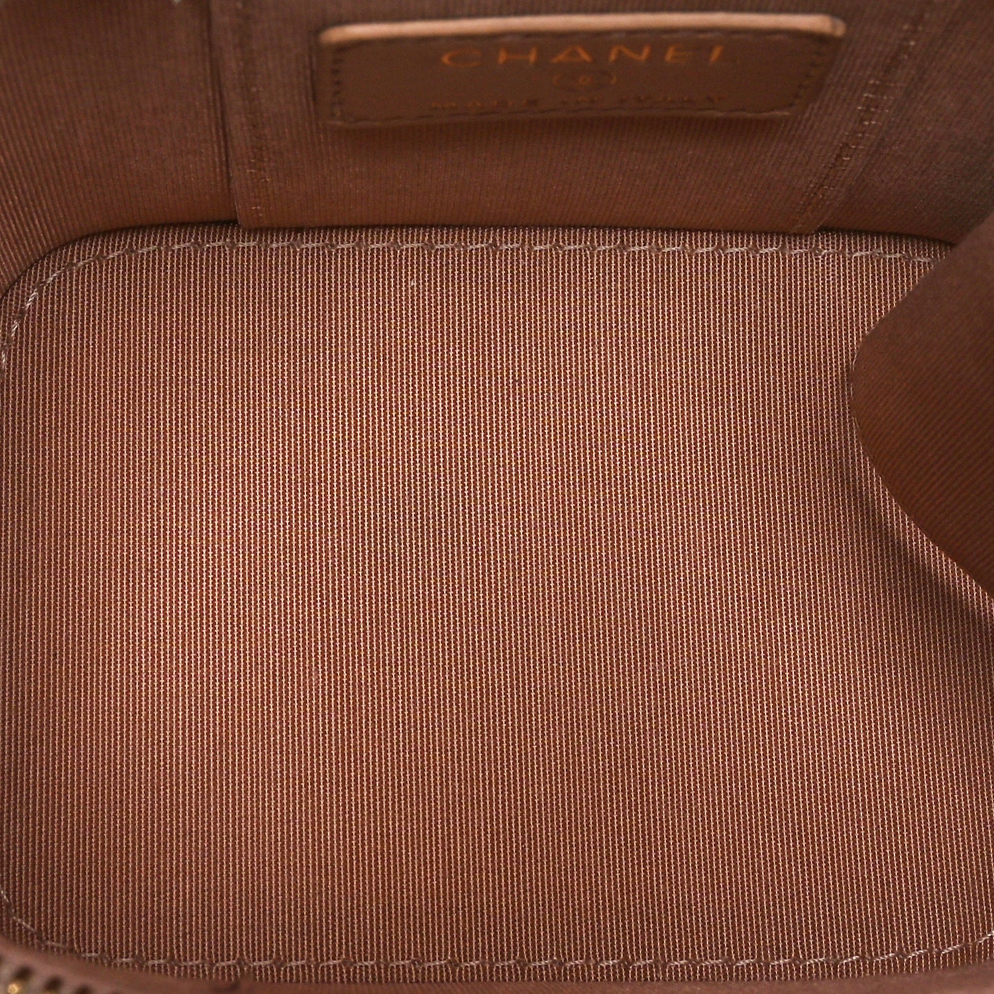 Lambskin Quilted Top Handle Mini Vanity Case With Chain Beige