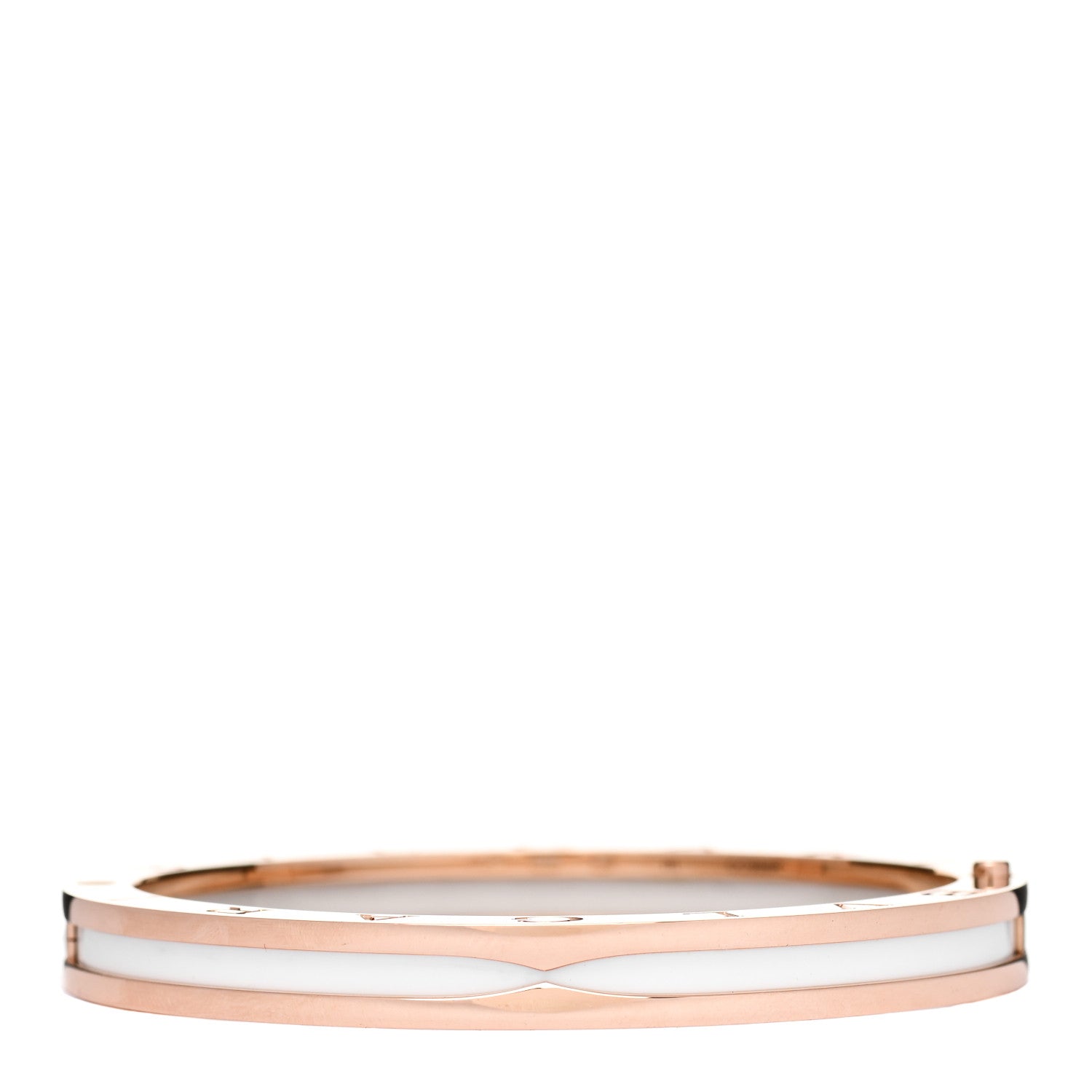 Bulgari 18K Rose Gold White Ceramic B.Zero1 Bangle Bracelet M 1 of 4