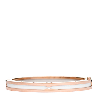 Bulgari 18K Rose Gold White Ceramic B.Zero1 Bangle Bracelet M 1 of 4