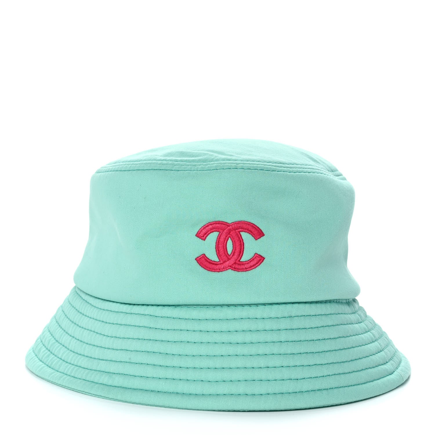 Chanel Cotton CC Cloche Bucket Hat S Turquoise Fuchsia 3 of 8