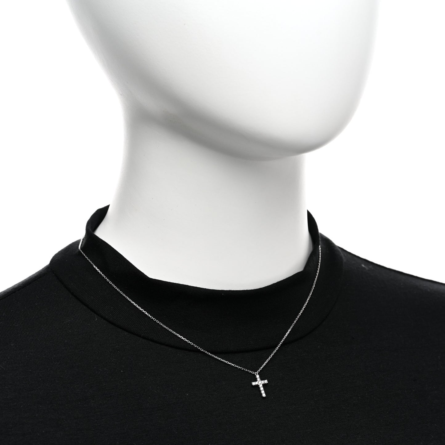 18K White Gold Diamond Symbols Cross Pendant Necklace
