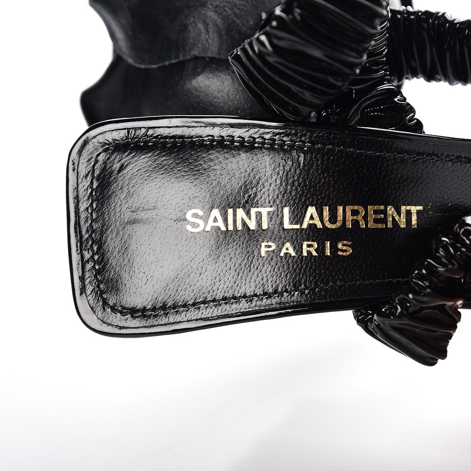 Saint Laurent Patent Freja 105 Flower Ankle Pumps 36 Black 8 of 12