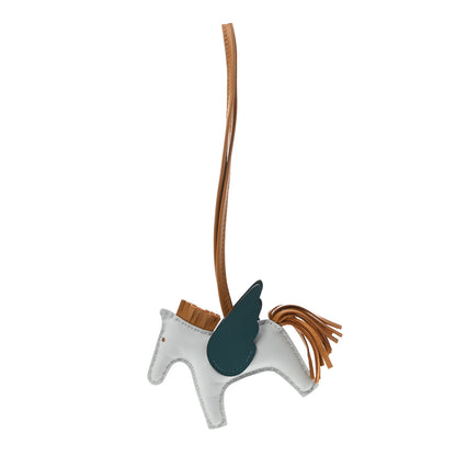 Hermes Milo Lambskin Grigri Rodeo Pegase Horse Bag Charm PM Bleu Brume Sesame Vert Bosphore 1 of 5