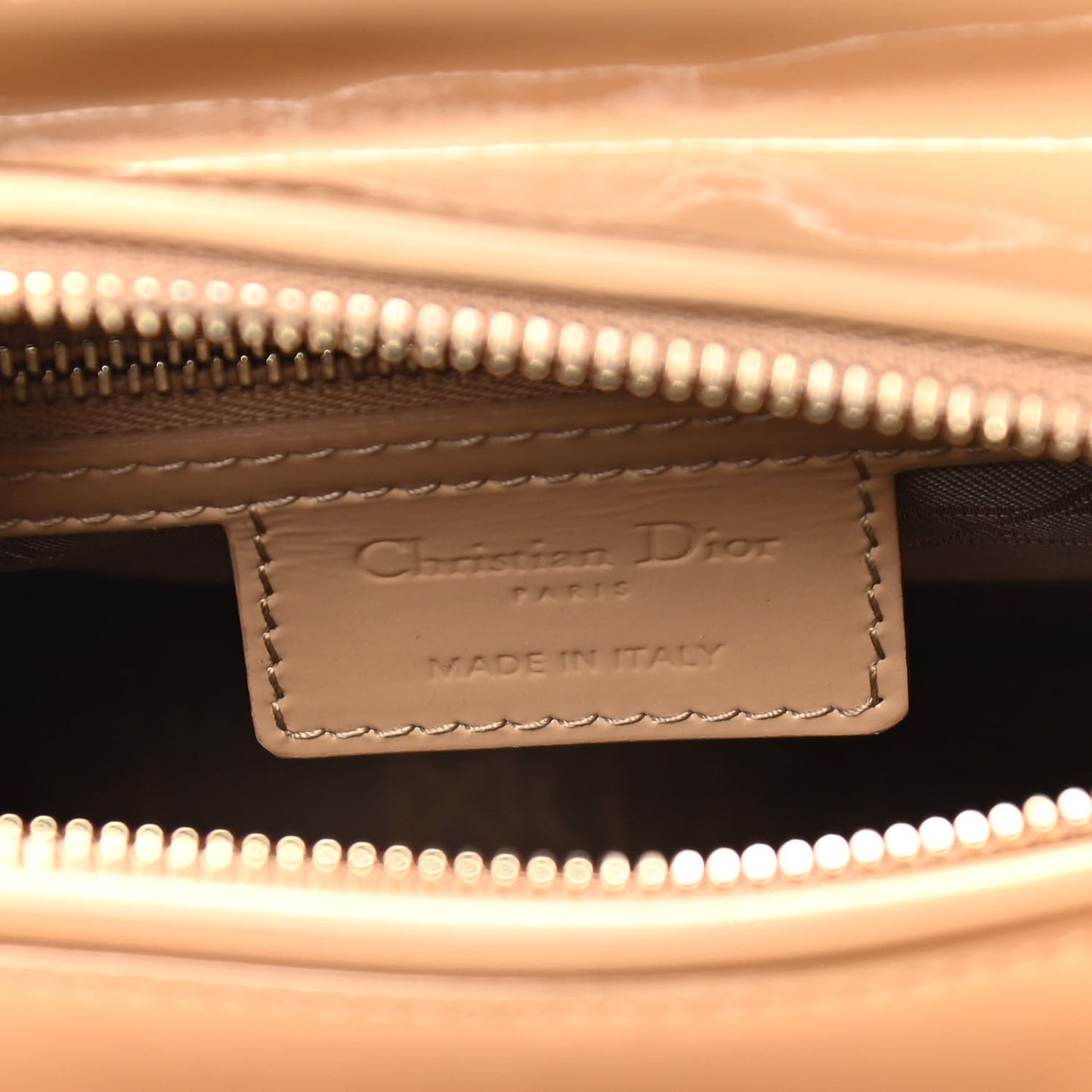 Patent Cannage Medium Lady Dior Beige