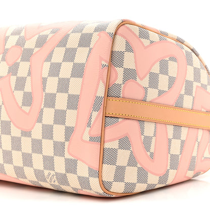 Louis Vuitton Damier Azur Tahitienne Speedy Bandouliere 30 Rose Ballerine 8 of 9