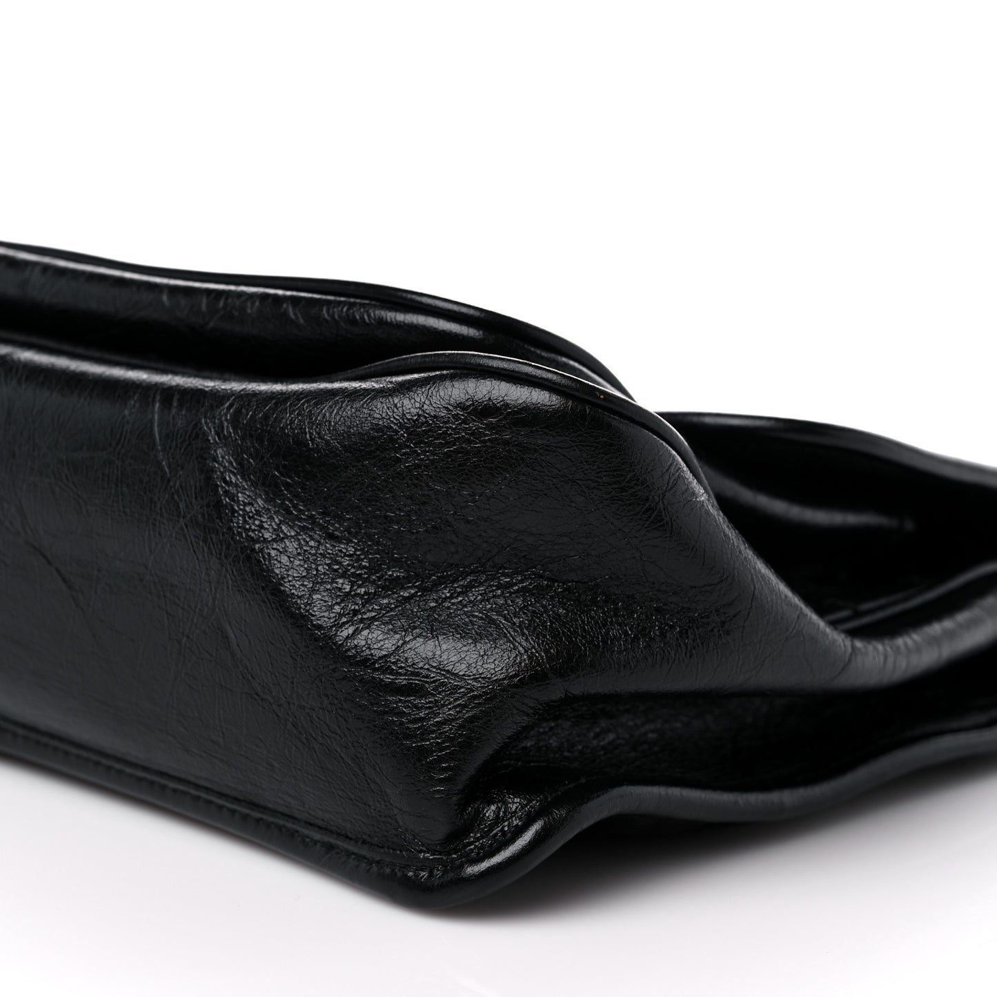 Crinkled Calfskin Matelasse Monogram Medium Niki Chain Satchel Black