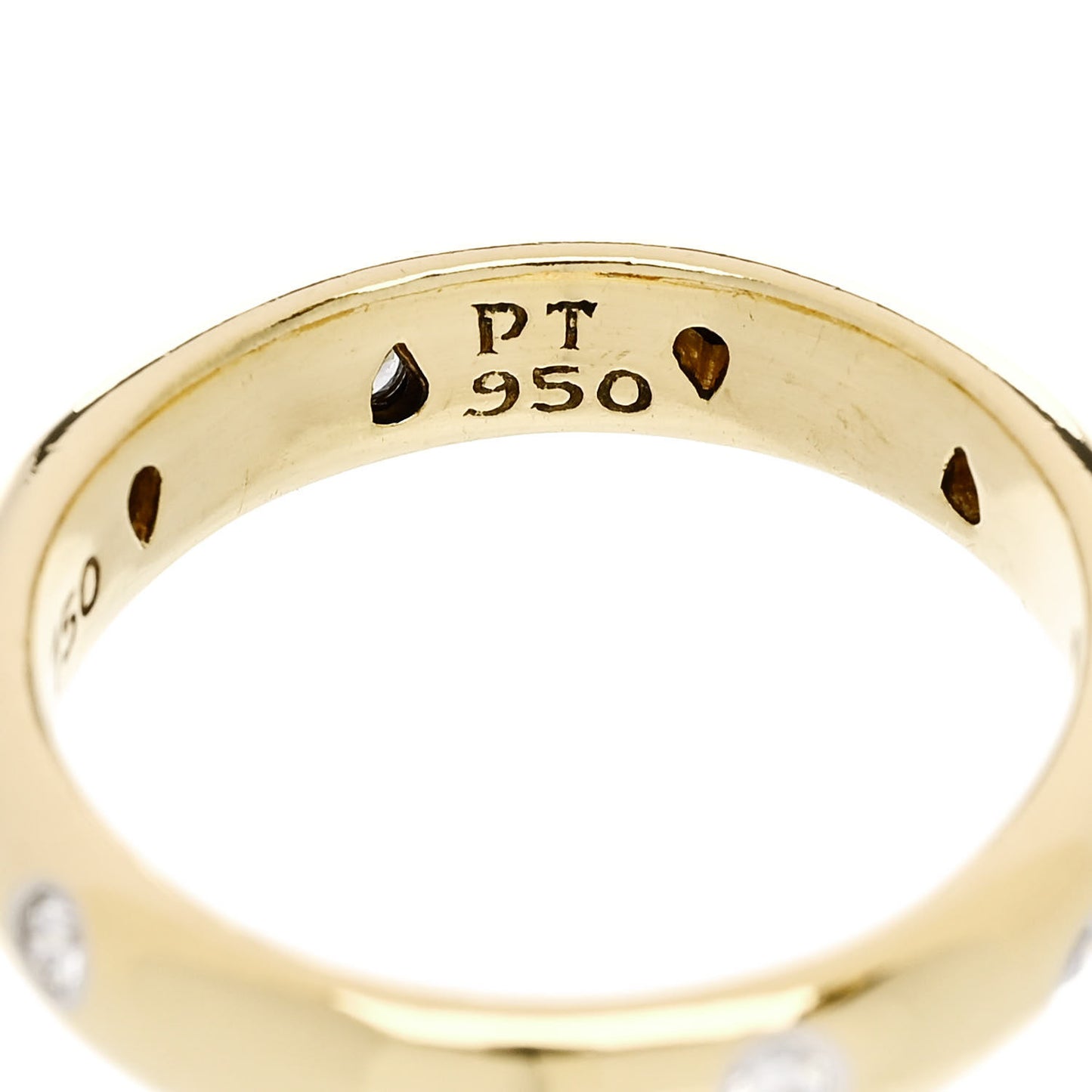 18K Yellow Gold Platinum Diamond 4mm Etoile Band Ring 54 7
