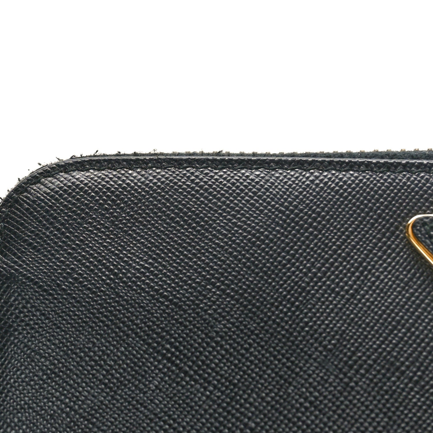 Prada Saffiano Triangle Zip Around Wallet Black 6 of 8