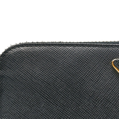 Prada Saffiano Triangle Zip Around Wallet Black 6 of 8