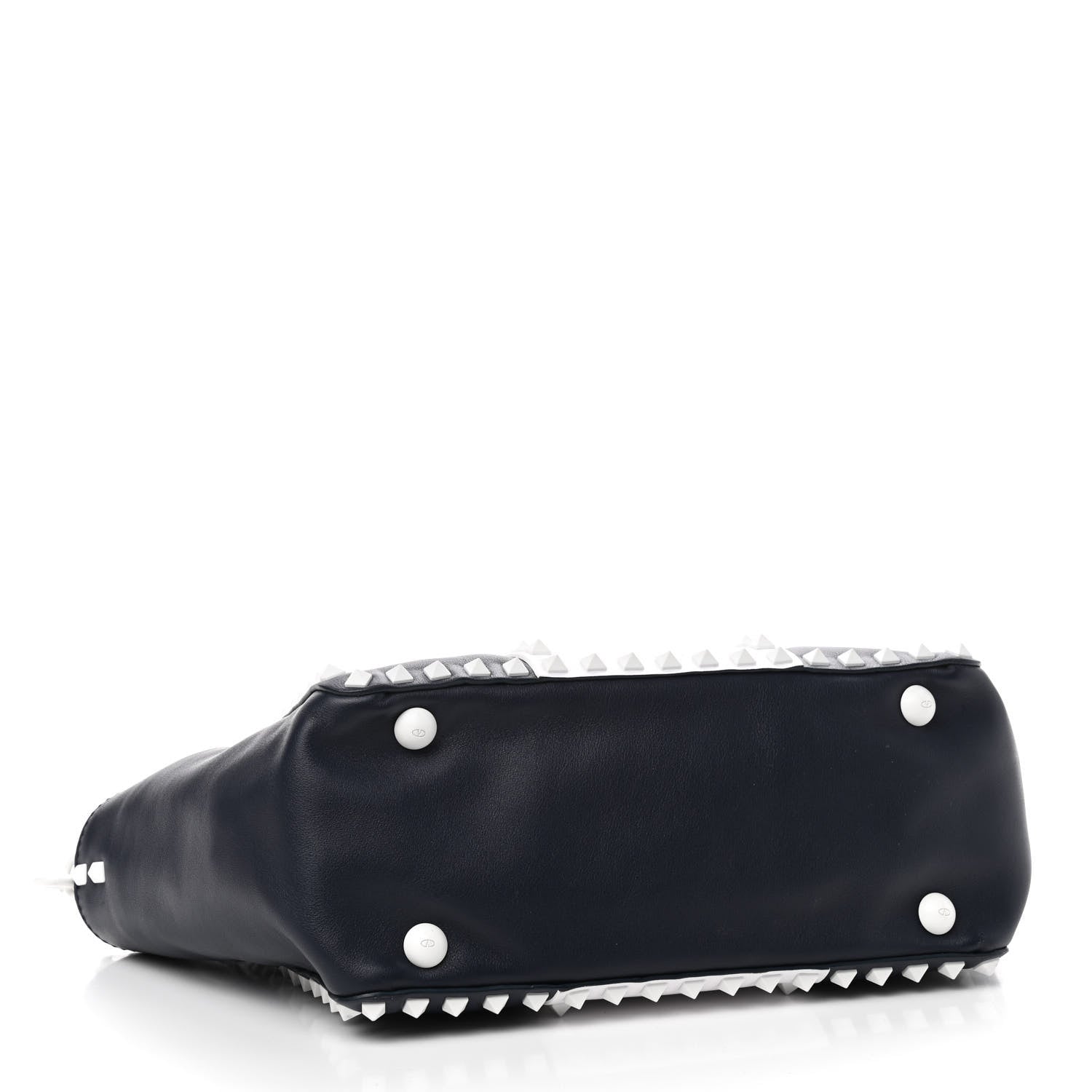 Valentino Garavani Vitello Colorblock Small Free Rockstud Tote Marine Optic White 4 of 10
