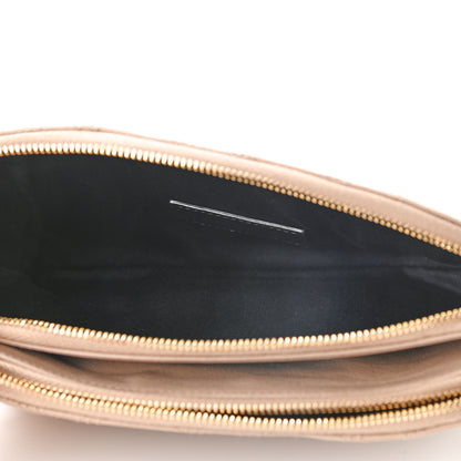 Saint Laurent Grained Lambskin Quilted Mini Becky Double Zip Bag Dark Beige 5 of 10