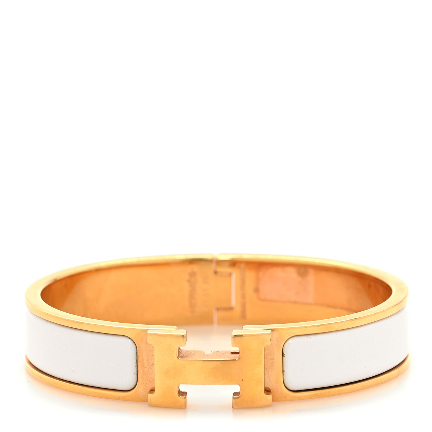 Enamel Narrow Clic Clac H Bracelet PM White