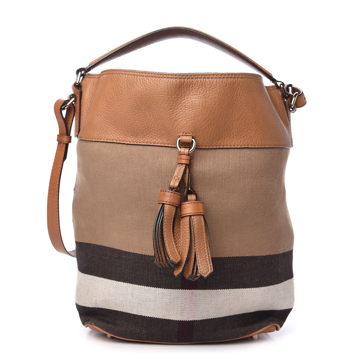 Canvas Mega Check Medium Susanna Tassel Hobo Saddle Brown