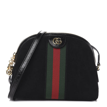 Gucci Suede Patent Web GG Small Ophidia Dome Shoulder Bag Black 1 of 9