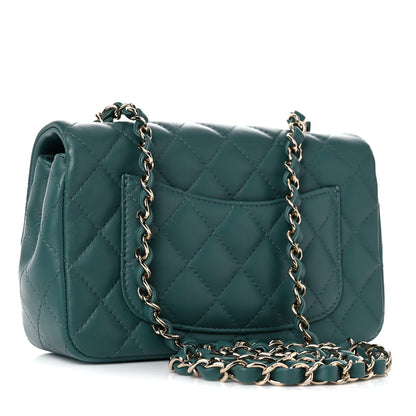 Chanel Lambskin Quilted Mini Rectangular Flap Green 2 of 9