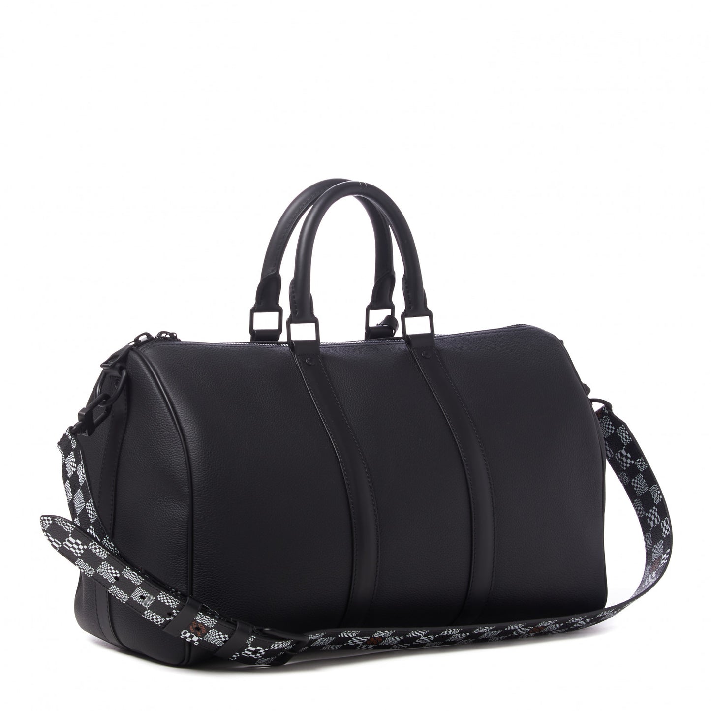 Calfskin Damier Distorted Keepall Bandouliere 40 Black